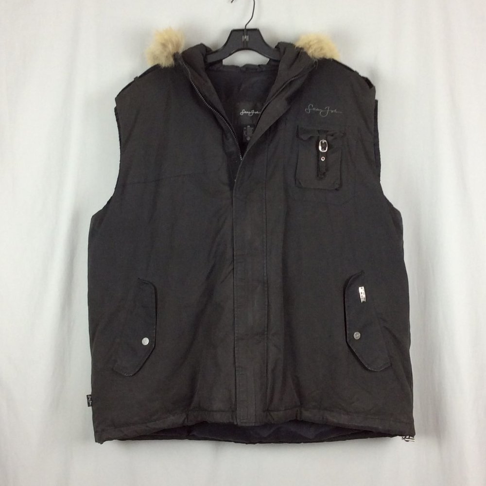 Sean John Fur Trim Hood Parka Vest XXL